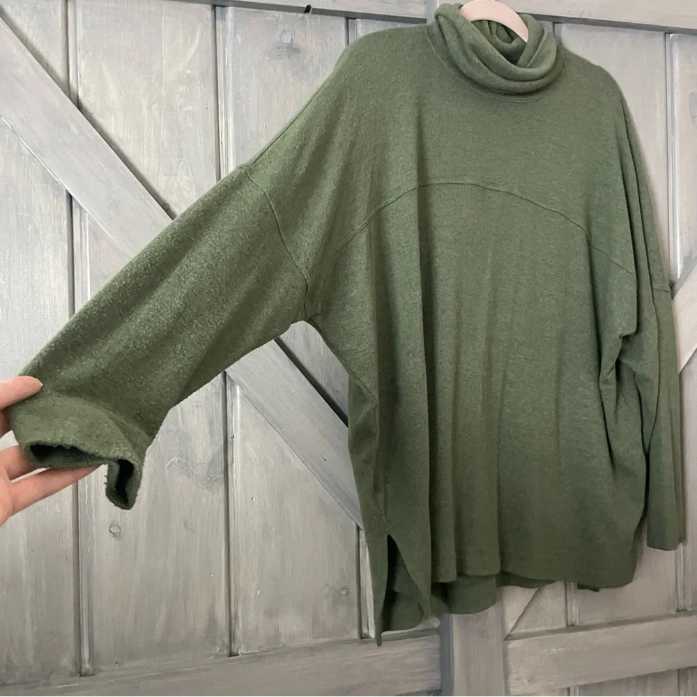 Aerie Forest Green Super Soft Slub Oversized Knit Long sleeve Top M - Picture 4 of 11